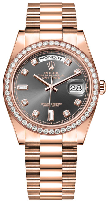 ROLEX Day-Date 36 Diamond Bezel Unisex Watch 128345Rbr-0052 Image 1 ROLEX Day-Date 36 Diamond Bezel Unisex Watch 128345Rbr-0052 Image 1