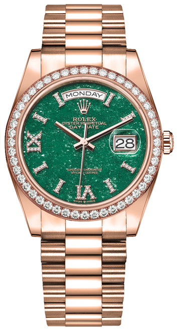 ROLEX Day-Date 36 Green Aventurine Dial Unisex Watch 128345Rbr-0068 Image 1