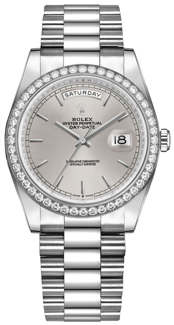 ROLEX Day-Date 36 18K White Gold Unisex Luxury Watch 128349Rbr-0001 Image 1
