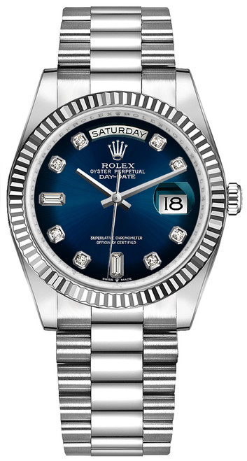 ROLEX Day-Date 36 Blue Ombre Diamond Dial Watch 128239-0023 Image 1