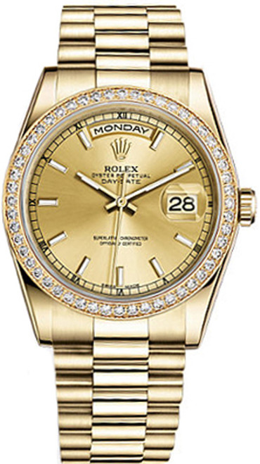 ROLEX Day-Date 36 Champagne Dial Gold Watch 118348-0035 Image 1 ROLEX Day-Date 36 Champagne Dial Gold Watch 118348-0035 Image 1