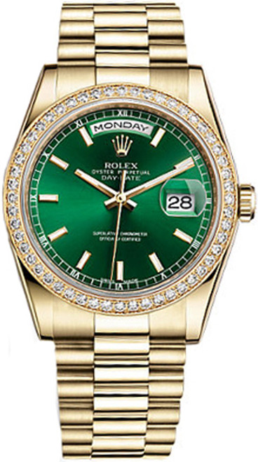 ROLEX Day-Date 36 Green Dial Gold Watch 118348-0161 Image 1