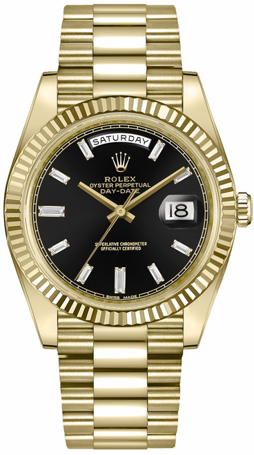 ROLEX Day-Date 40 Black Dial Baguette Diamonds Men'S Watch 228238-0004 Image 1