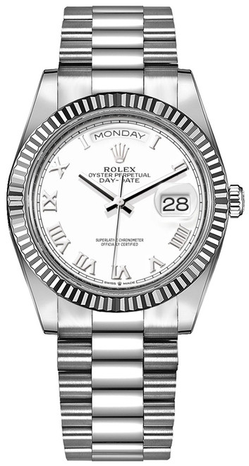 ROLEX Day-Date 36 Platinum Fluted Bezel Unisex Watch 128236-0007 Image 1 ROLEX Day-Date 36 Platinum Fluted Bezel Unisex Watch 128236-0007 Image 1