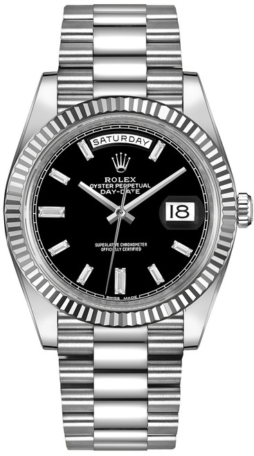 ROLEX Day-Date 40 Black Diamond Dial White Gold Men'S Watch 228239-0005 Image 1