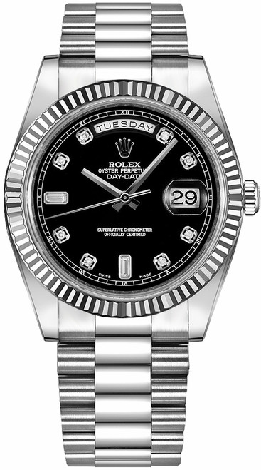 ROLEX Day-Date 41 Black Diamond Dial Gold Men'S Watch 218239 Image 1 ROLEX Day-Date 41 Black Diamond Dial Gold Men'S Watch 218239 Image 1