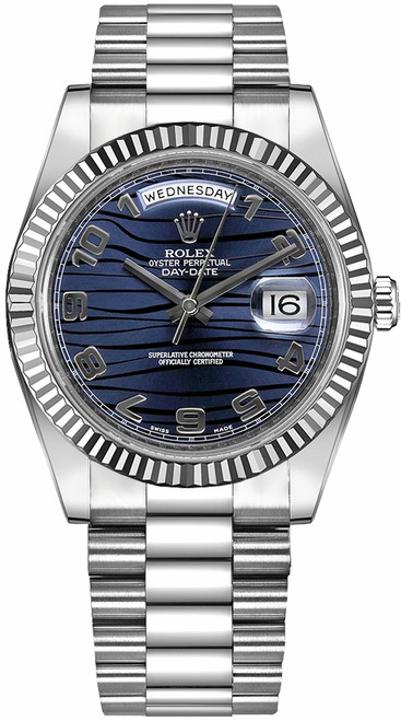 ROLEX Day-Date 41 Wave Blue Dial Watch 218239 Image 1