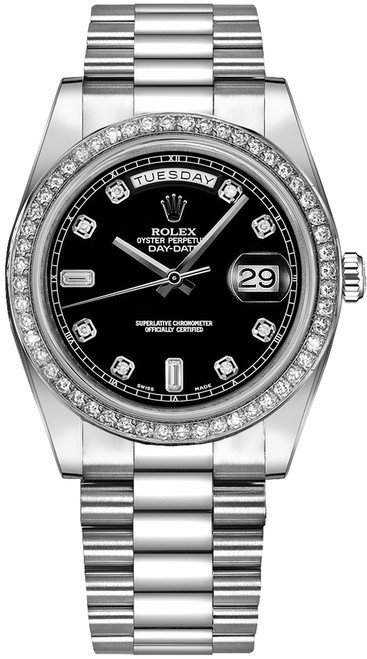 ROLEX Day-Date 41 Black Diamond White Gold Watch 218349 Image 1