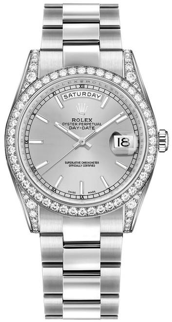 ROLEX Day-Date 36 Silver Dial Gold Watch 118389-0076 Image 1