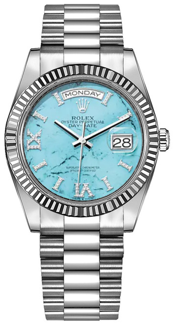 ROLEX Day-Date 36 President Bracelet Fluted Bezel Unisex Watch 128236-0011 Image 1
