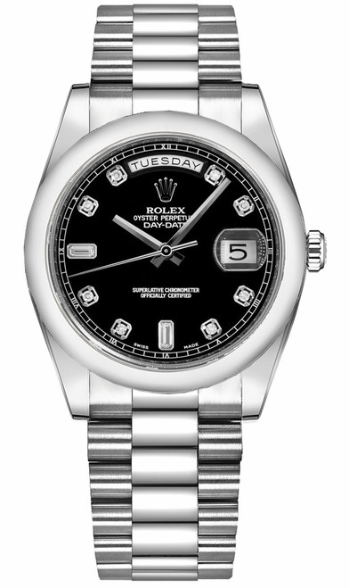 ROLEX Day-Date 36 Black Diamond Gold Watch 118209 Image 1