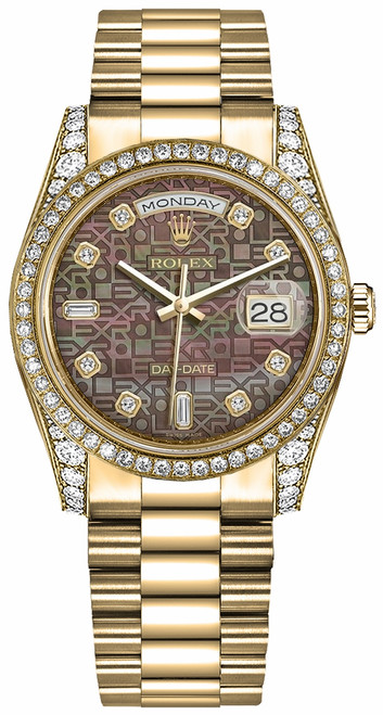ROLEX Day-Date 36 Gold Diamond President Bracelet Watch 118388-0029 Image 1