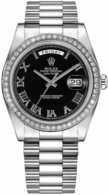 ROLEX Day-Date 41 White Gold Black Roman Numeral Dial Men'S Watch 218349 Image 1 ROLEX Day-Date 41 White Gold Black Roman Numeral Dial Men'S Watch 218349 Image 1