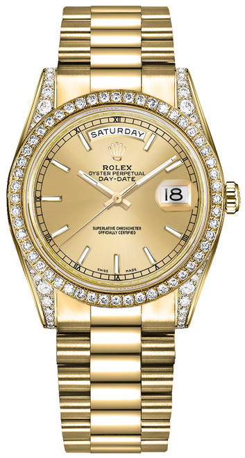 ROLEX Day-Date 36 Champagne Dial President Bracelet Gold Watch 118388-0046 Image 1