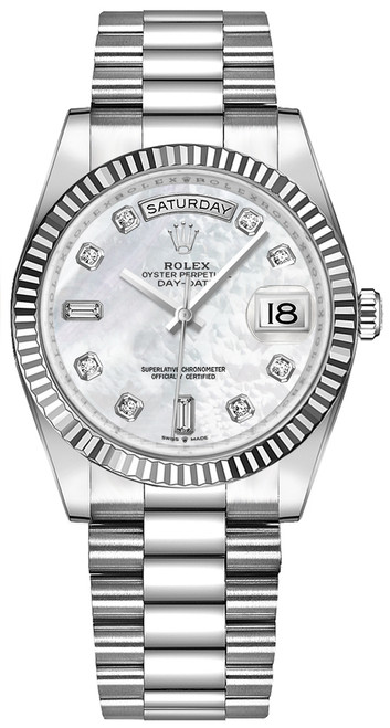 ROLEX Day-Date 36 White Gold Mother Of Pearl Women'S Watch 128239-0007 Image 1