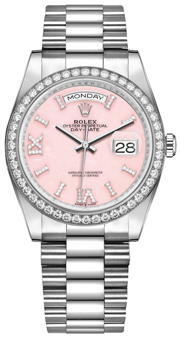 ROLEX Day-Date 36 Pink Opal Diamond Women'S Watch 128349Rbr-0008 Image 1
