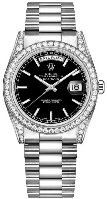 ROLEX Day-Date 36 Black Dial President Bracelet Watch 118389-0061 Image 1