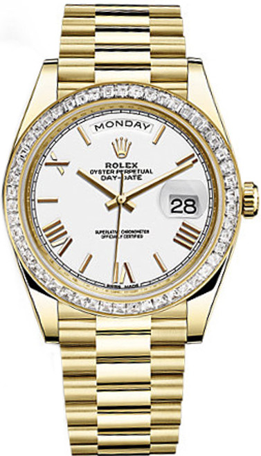 ROLEX Day-Date 40 White Roman Numeral Dial Gold Watch 228398Tbr-0033 Image 1 ROLEX Day-Date 40 White Roman Numeral Dial Gold Watch 228398Tbr-0033 Image 1