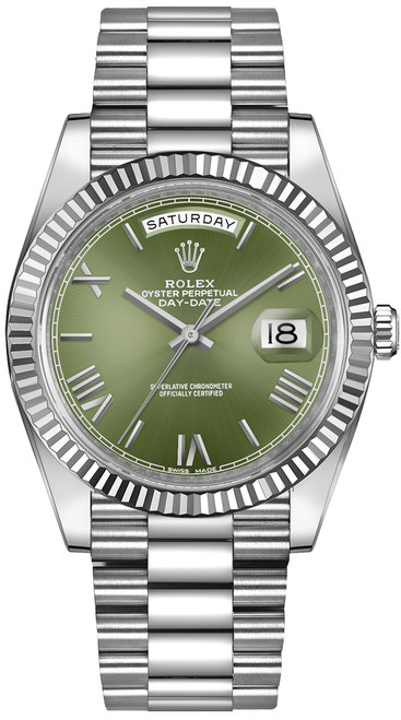 ROLEX Day-Date 40 Green Dial White Gold Men'S Watch 228239-0033 Image 1