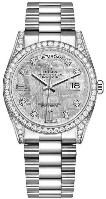 ROLEX Day-Date 36 Diamond White Gold President Bracelet Watch 118389-0102 Image 1