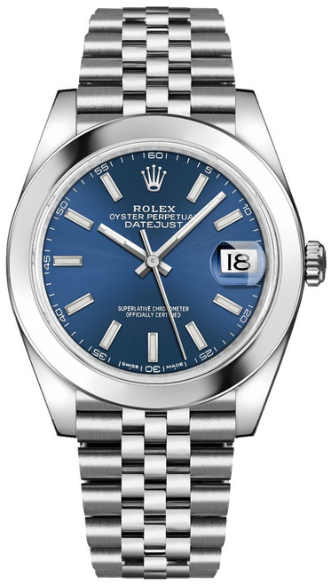 ROLEX Datejust 41 Blue Dial Domed Bezel Oystersteel Men'S Watch 126300-0002 Image 1