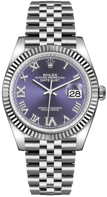 ROLEX Datejust 36 Aubergine Dial Fluted Bezel Women'S Watch 126234-0021 Image 1