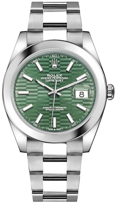 ROLEX Datejust 41 Mint Green Fluted Motif Dial Men'S Watch 126300-0021 Image 1