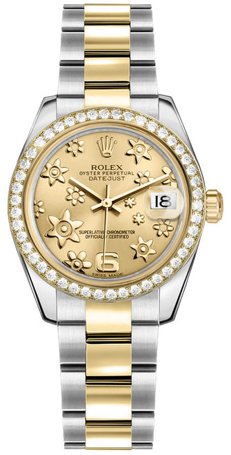 ROLEX Datejust 31 Champagne Floral Dial Women'S Watch 178383 Image 1