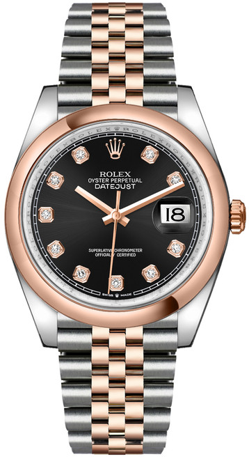 ROLEX Datejust 36 Black Dial Diamond Hour Markers Watch 126201-0019 Image 1