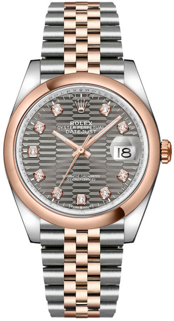 ROLEX Datejust 36 Grey Dial Diamonds 36Mm Unisex Watch 126201-0041 Image 1