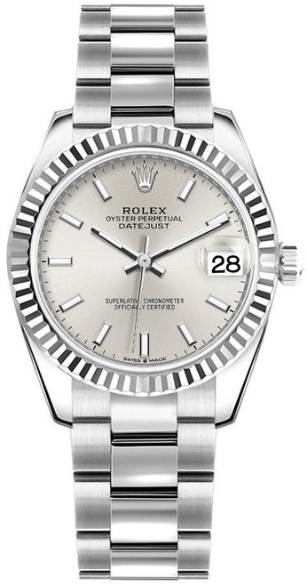 ROLEX Datejust 31 Silver Index Dial Fluted Bezel Women'S Watch 278274-0011 Image 1