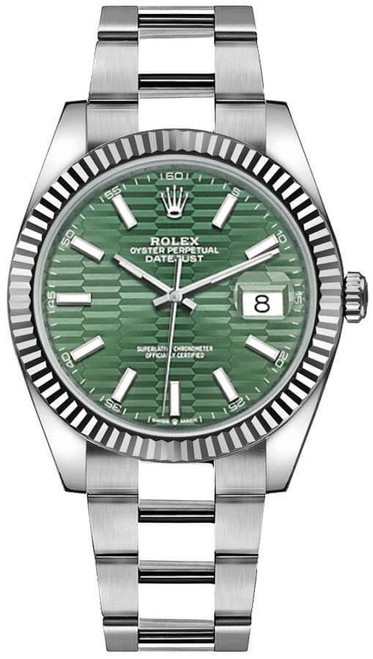 ROLEX Datejust 41 Mint Green Fluted-Motif Dial Men'S Watch 126334-0029 Image 1