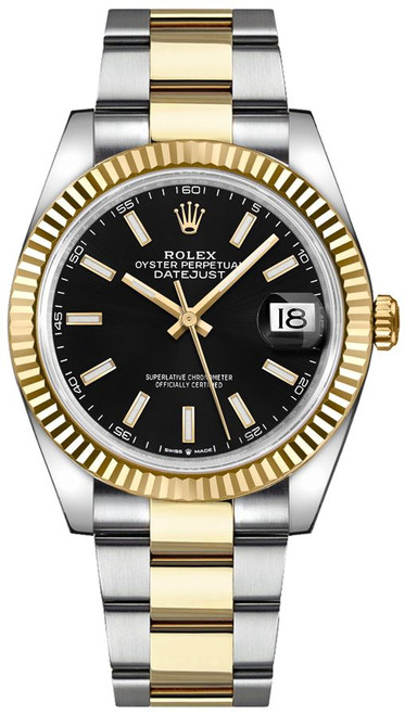 ROLEX Datejust 41 Black Dial Fluted Bezel Watch 126333-0013 Image 1