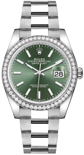 ROLEX Datejust 36 Mint Green Index Dial Unisex Watch 126284Rbr-0044 Image 1