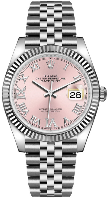 ROLEX Datejust 36 Pink Roman Dial With Diamonds Women'S Watch 126234-0031 Image 1 ROLEX Datejust 36 Pink Roman Dial With Diamonds Women'S Watch 126234-0031 Image 1