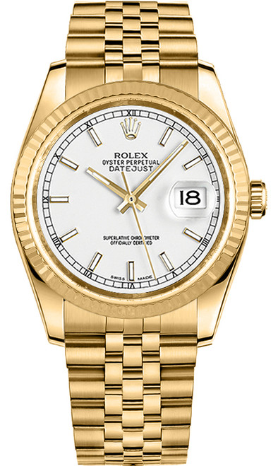 ROLEX Datejust 36 White Dial Yellow Gold Watch 116238-0072 Image 1 ROLEX Datejust 36 White Dial Yellow Gold Watch 116238-0072 Image 1