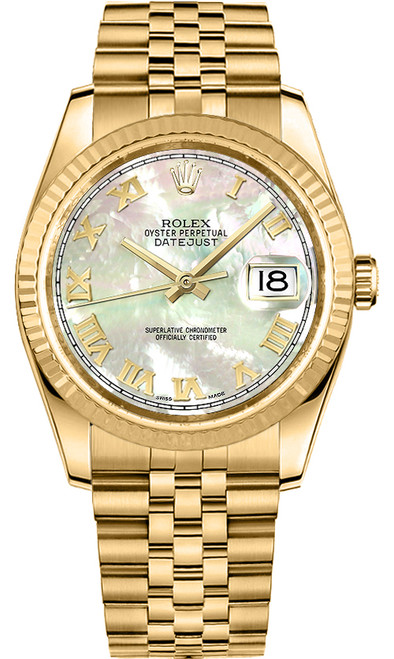 ROLEX Datejust 36 Mother Of Pearl Gold Watch 116238 Image 1