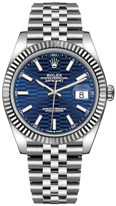 ROLEX Datejust 41 Blue Fluted Motif Dial Men'S Luxury Watch 126334-0032 Image 1