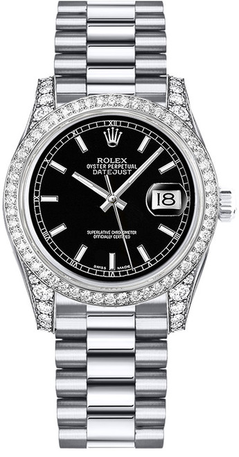 ROLEX Datejust 31 Black Dial Diamond Bezel Watch 178159-0068 Image 1