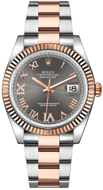 ROLEX Datejust 36 Dark Rhodium Diamond Vi & Ix Watch 126231-0024 Image 1