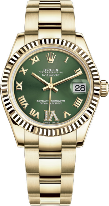 ROLEX Datejust 31 Green Dial Gold Watch 178278-0131 Image 1
