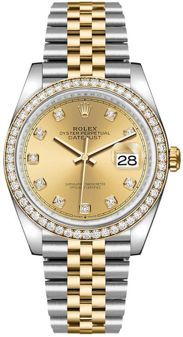 ROLEX Datejust 36 Champagne Dial Diamonds Unisex Watch 126283Rbr-0003 Image 1 ROLEX Datejust 36 Champagne Dial Diamonds Unisex Watch 126283Rbr-0003 Image 1
