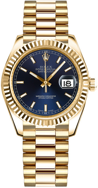 ROLEX Datejust 31 Blue Dial Automatic Gold Watch 178278 Image 1