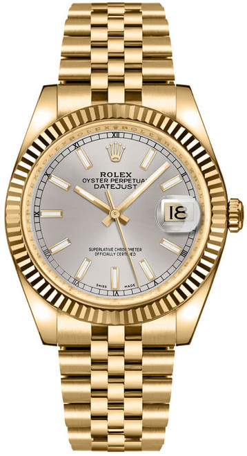 ROLEX Datejust 36 Silver Dial Gold Watch 116238-0071 Image 1 ROLEX Datejust 36 Silver Dial Gold Watch 116238-0071 Image 1