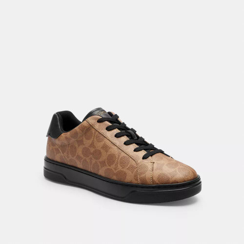 Coach High Line Sneaker In Signature Canvas - Khaki/Black