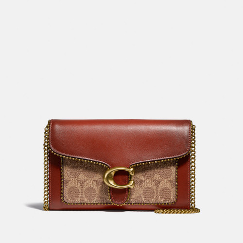 COACH Tabby Chain Clutch In Signature  Canvas With Beadchain