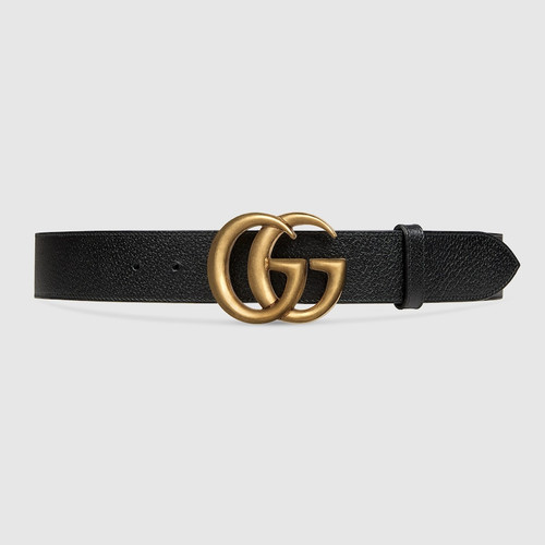 GUCCI Wide Leather Belt With Double G Buckle