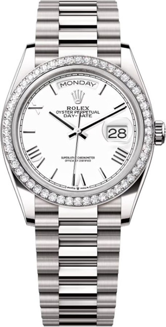 ROLEX Day-Date 36 White Dial 18K White Gold Unisex Watch 128349Rbr-0043 Image 1