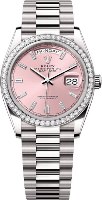 ROLEX Day-Date 36 Pink Diamond Dial Women'S Watch 128349Rbr-0053 Image 1