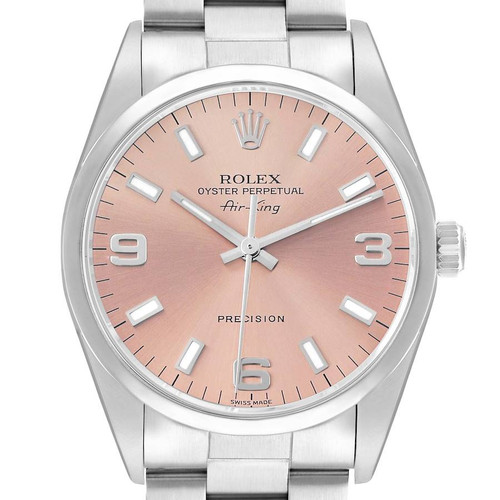 ROLEX Air King Salmon Dial Smooth Bezel Steel Mens Watch 14000 Image 1